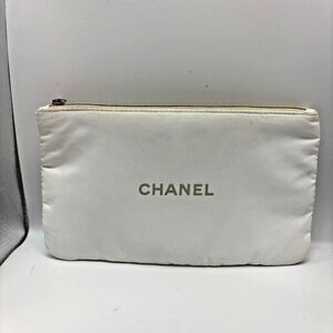 CHANEL Logo Velour Cosmetic Pouch Bag